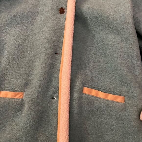 NEW Denim & Company Large Winter Coat Jacket 2 Pockets Fuzzy Button Turquose - Picture 3 of 15